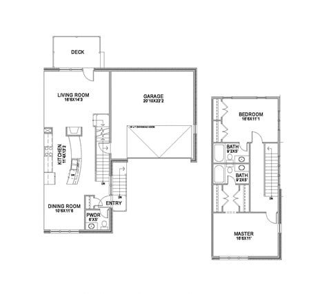 Floor plan for 2 beds, 2.5 baths, 1426 sqft